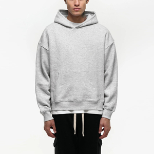 Sudaderas con capucha holgadas de algodón y poliéster Spandex para hombre, sudadera y Sudadera con capucha de felpa francesa cuadrada para otoño e invierno con logotipo bordado - Product Image 5