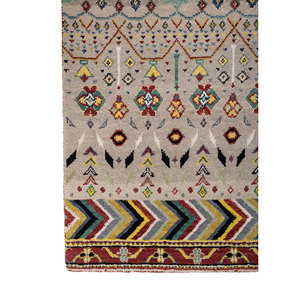 Alfombras Manchaha de Lana y Seda de Bambú Anudadas a Mano, Diseño de Parches Rojos y Naranjas para Uso Doméstico-Les-562 - Product Image 4