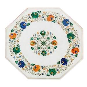 Mesa con incrustaciones de mármol de diseño moderno con juego de madera hecho a mano de fácil montaje para muebles de sala de estar para uso doméstico - Product Image 1