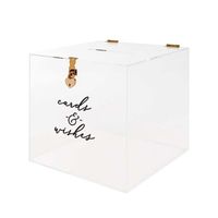 Boîte de rangement élégante en acrylique transparent carré pour cartes de mariage, couvercle personnalisable, porte-enveloppes écologique pour mariages