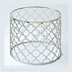 <span class=keywords><strong>Table</strong></span> d'appoint ronde en métal de Style nordique pour salon fabriqué à la main pour chambre canapé d'angle latéral côté rond argent fini