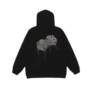 Vente en gros de sweat à capuche d'hiver avec logo brodé sur mesure marque privée coton strass haute qualité polaire coupe normale pull pour hommes - Product Image 4
