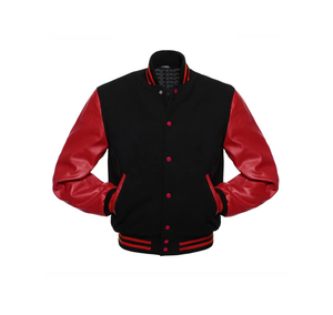 Veste en laine-viscose pour hommes en mélange de coton et polyester teint uni Style Letterman de baseball avec broderie en chenille Vestes pour hommes - Product Image 6