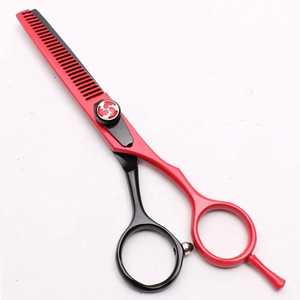 Tijeras de Peluquería Profesionales SEVMEK SURGICAL, Negras y Rojas, de Acero Inoxidable, Hoja Recta, para Diestros, Punta Afilada para Cortar el Cabello - Product Image 5