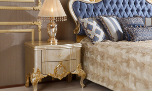 Juego de dormitorio de madera modelo turco Merryana con tallados de lujo - Product Image 4