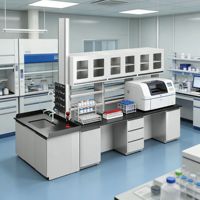 Meuble de laboratoire central pour hôpital et école, îlot de travail pour tests chimiques, surface en acier, design moderne, usage commercial