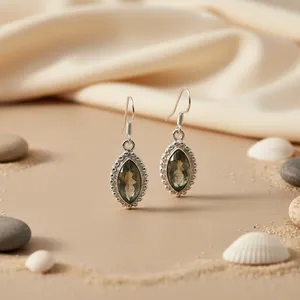 Boucles d'oreilles pendantes en argent 925 pour femmes, or rose, avec diamants, zircon, perles, pierres précieuses, design élégant et tendance pour les fêtes - Product Image 3