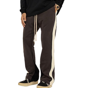Streetwear Baggy pantalons de survêtement 100% coton en couleur noire nouvelle mode coton pantalons de survêtement hommes Baggy pantalons de survêtement évasés - Product Image 6