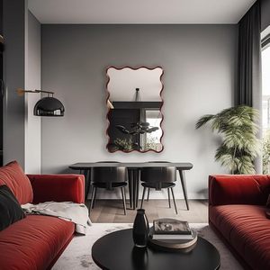 Miroir mural de salle de bain moderne et minimaliste de qualité supérieure avec cadre irrégulier en métal pour la décoration de mariage et l'utilisation d'un hôtel en verre - Product Image 1