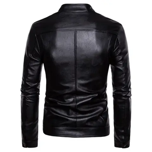 Veste en cuir de motard vintage d'hiver pour homme, en cuir de mouton personnalisé avec détails matelassés, veste en cuir véritable - Product Image 3