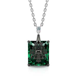 สร้อยคอเงินแท้รูปโครงกระดูกเจลูเลีย แฟนทอม สกัล ทรงมรกต - Product Image 1