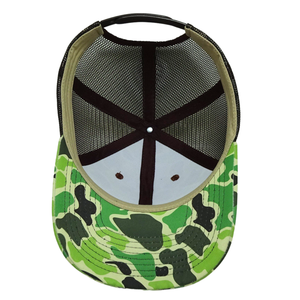 Casquette Trucker en Toile Camouflage Vert/Noir, 6 Panneaux Structurés, Réglable avec Boucle Simple en Plastique, Unisexe Adulte, Vente en Gros - Product Image 4