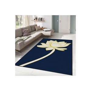 Alfombra de viscosa con estampado Digital Floral azul elegante, Alfombra de pasillo rectangular clásica hecha a mano para sala de estar - Product Image 1