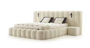 Juego de Cama Ajustable Resistente Rihanna con Tapicería Iluminada y Almacenamiento, Estructura de Metal, 150X200, Diseño Moderno - Product Image 4