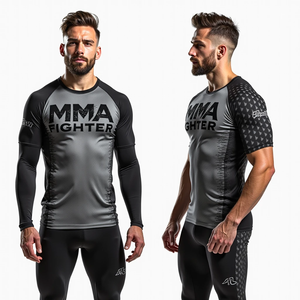 เสื้อรัดกล้ามเนื้อแขนยาวและแขนสั้นสำหรับ MMA และแบบสั่งทำพิเศษพร้อมลายซับลิเมชั่นสำหรับฝึกซ้อม คิโมโน ยิวยิตสู - Product Image 1