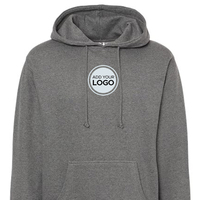 Sweat à capuche surdimensionné brodé en molleton ultra lourd 13,5 oz, style IND5000P, avec panneaux latéraux côtelés et coupe croisée, pour homme