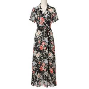 Vestidos informales de gasa antiarrugas con estampado digital, vestido de mujer suave y transpirable para el verano, ropa diaria y de fiesta - Product Image 1