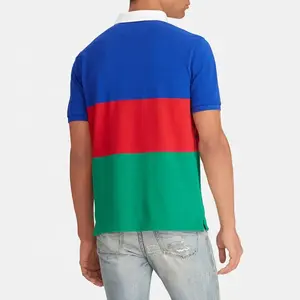 Venta al por mayor 100% algodón de los hombres para Polo camiseta logotipo personalizado impreso Streetwear con patrón sólido hombro estilo camiseta en blanco - Product Image 5