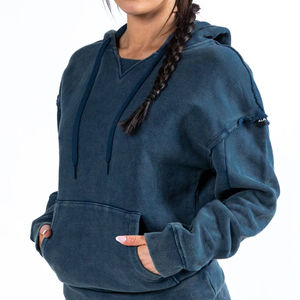 <b>Vintage</b> Heavyweight 100% Cotton Hoodie Acid Washed Distressed <b>Sweater</b> Streetwear Plus Size Winter Wear with Hooded Collar 460g - Product Image 3