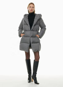 Respirant nouveauté femmes long brillant à capuche bouffant manteau épaissi blanc duvet de canard hiver pardessus - Product Image 3