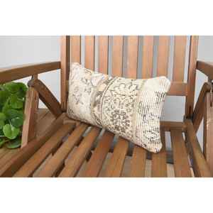 <b>Beige</b> Woven Kantha Patchwork Wool <b>Throw</b> Pillow 8x16 Inch Vintage Floral Embroidery Eco-Friendly Non-Slip Removable Washable - Product Image 3