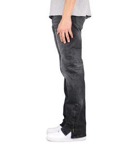 Pantalones vaqueros rectos acampanados de color gris lavado para hombre con cremallera lateral inferior Pantalones vaqueros de hombre alto - Product Image 3