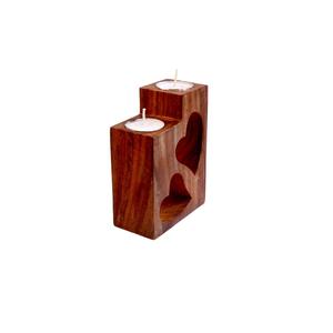 Chic wooden <b>candle</b> holder designed for home ambiance perfect for <b>dinner</b> parties and gatherings - Product Image 5