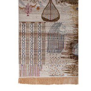 Tapis Manchaha bleu noué à la main en laine et soie de bambou, motif abstrait classique pour salon d'adolescents, grande taille - Tapis Jaipur US - Product Image 4