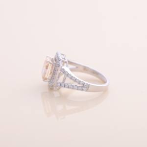 IGI Certified Radiant Cut Yellow Lab Grown Diamond Halo <b>Split</b> Shank Engagement-Wedding <b>Ring</b> Solid 925 Sterling Silver - Product Image 2