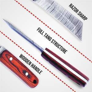 Cuchillo de Supervivencia y Caza de Acero de Damasco Hecho a Mano 2025, Duradero, con Funda de Cuero, Servicio OEM Personalizado, Garantía de 3 Años - Product Image 5