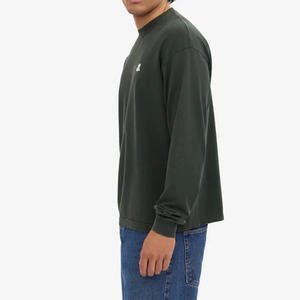 T-shirt pour homme en coton de haute qualité, couleur unie, manches longues, 220g, poids lourd, vintage, décontracté, grande taille, respirant, séchage rapide, uni - Product Image 4