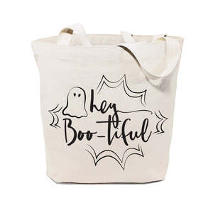 Hey BOO-tiful Halloween Cotton Canvas Tote Bag - Product Image 1