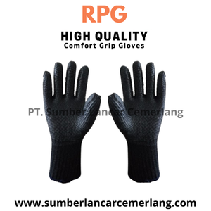 ถุงมือยางเพื่อความปลอดภัยป้องกันรอยขีดข่วนสีดำ - Product Image 1