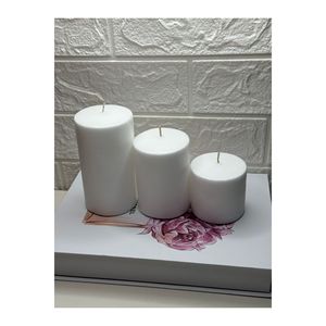 Set di candele a cilindro di colore bianco di 3 dimensioni 6,9,12 Cm - Product Image 1
