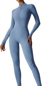 Mameluco de entrenamiento de lona de alta calidad de tendencia 2024 para mujer, Mono de Fitness con logotipo personalizado, ropa de Yoga con cremallera frontal, ropa deportiva - Product Image 6