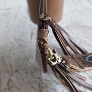 Monedero con cremallera de cuero genuino y punto de bota turquesa a la moda para mujer con muñequera de piel de vaca de gran capacidad con borlas Mini carteras - Product Image 3