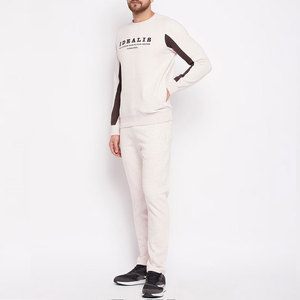 Ensemble de survêtement décontracté pour homme, sweat-shirt à col rond imprimé lettres et pantalon long, coupe régulière, 100 % coton, idéal pour l'automne - Product Image 1