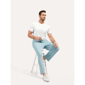   Pantalon de pyjama large pour homme, motif de Noël, en coton et soie tricotés, décontracté, sans manches, court, pour l'hiver - Product Image 5