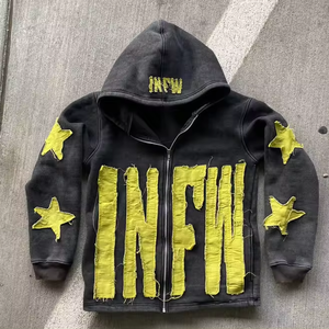 Sweatshirts en coton mélangé Burnout imprimés en gros Sweats à capuche pour hommes Streetwear Hoodies pour homme - Product Image 3