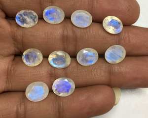 Pierre de lune arc-en-ciel naturelle coupe ovale pierres précieuses en vrac à facettes pointues dos 3x5mm à 15x20mm pierres de fabrication de bijoux - Product Image 2