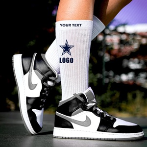 Custom Logo Crew <b>Socks</b> <b>Men</b> <b>White</b> Cotton Breathable Knitted Sport <b>Socks</b> With Print Design Summer Daily Use - Product Image 3