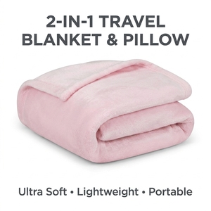 Ensemble couverture et oreiller de voyage 2 en 1 avec logo personnalisé, compact, léger, écologique, doux pour la peau, en polaire et flanelle, portable pour avion et <span class=keywords><strong>voiture</strong></span> - Product Image 1