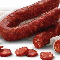 Salsiccia de Cerdo Natural Alimenco Hecha en Italia, Tipo Nápoles, Baja en Grasa y Baja en Sal, Roja, Caja de 0.5 kg, Lista para Comer