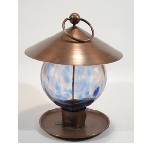 Comedero para pájaros de Metal con acabado de cobre antiguo de diseño acanalado, cúpula de cristal con anillo colgante para balcón interior, comedero colgante para pájaros - Product Image 4
