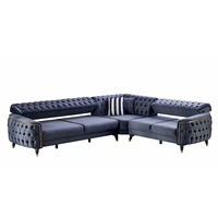 Luxuriöses Traditionelles Knopfgeheftetes Samt-Leder-Stoff-Schlafsofa in Allen Farben für Villen