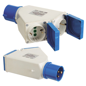 Adattatore Industriale Cetac Schuko Doppio 2P con Coperchio - Product Image 1