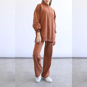 Factory-Made <b>Brown</b> Fleece Flared Sweatpants with Elastic Waist Customized Mid Waist Casual <b>Trousers</b> by SPORTAR Int for Men <b>Women</b> - Product Image 3