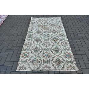 Vintage 3.8x6.6 ft Rug, Turkish Area Rug, <b>Brown</b> Ikat Rug - Product Image 1