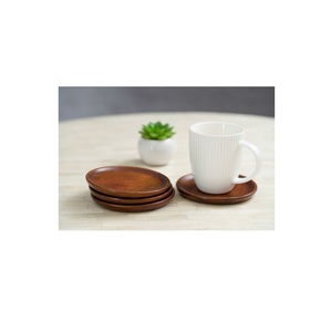 Sous-verres en bois naturel carré deux tons conception mince hêtre bois d'acacia boisson pot tampons thé tasse à café plaine blanc tapis en bois - Product Image 3