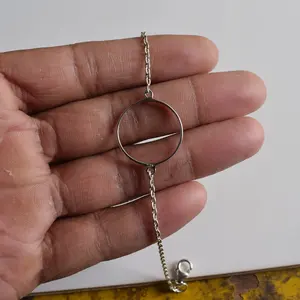 3x3 MM à 30x30 MM Forme Ronde Gemstone Bezel Cup Blank Setting Bracelet Collet Blank Collet Bracelet 7 "Inch 925 Silver Chain - Product Image 3